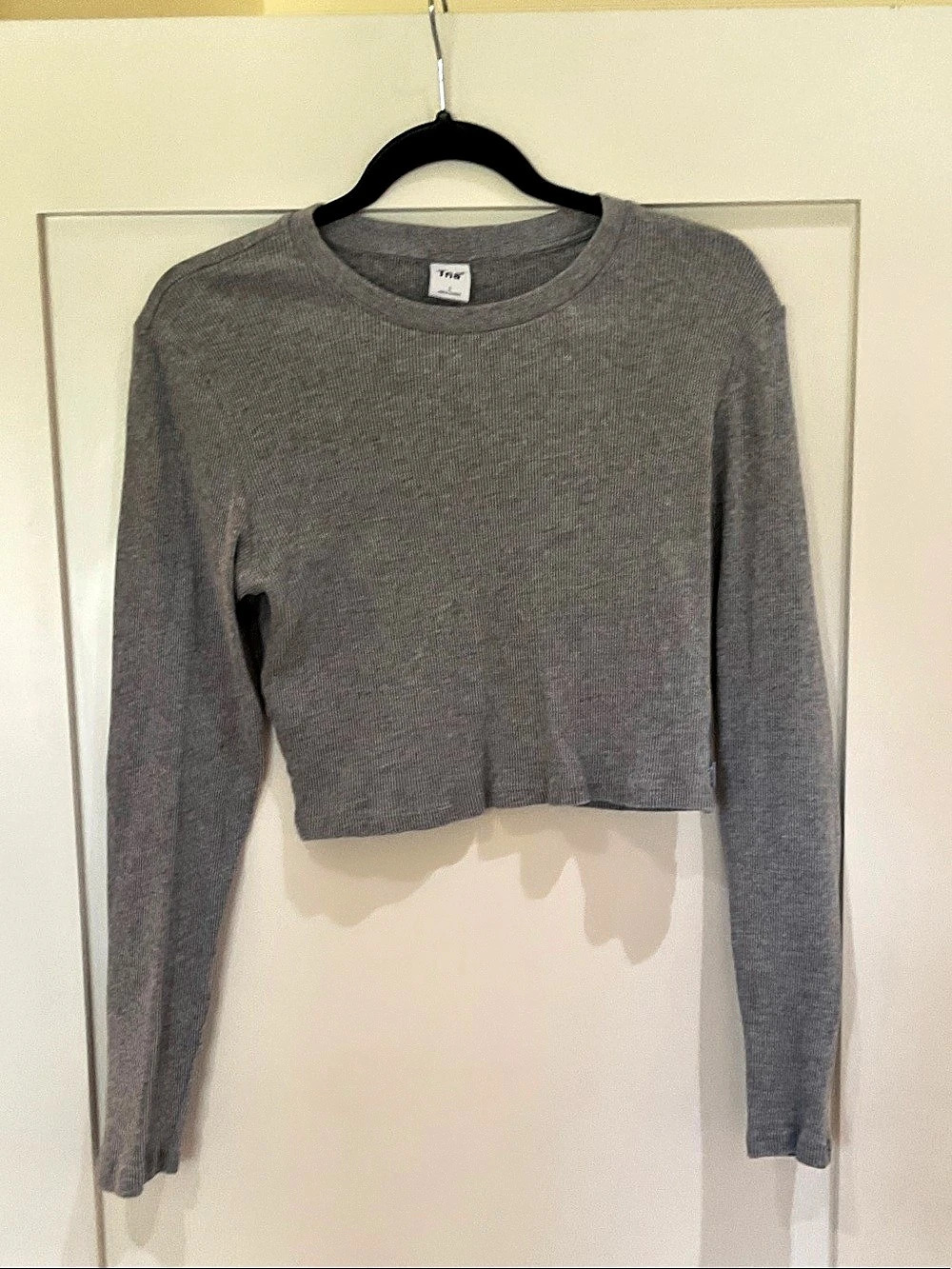 Tna Ribbed Cropped Longsleeve Gray Size Large